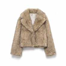 跨境欧美风秋冬时尚人造皮草效果短款毛毛大衣外套 厚