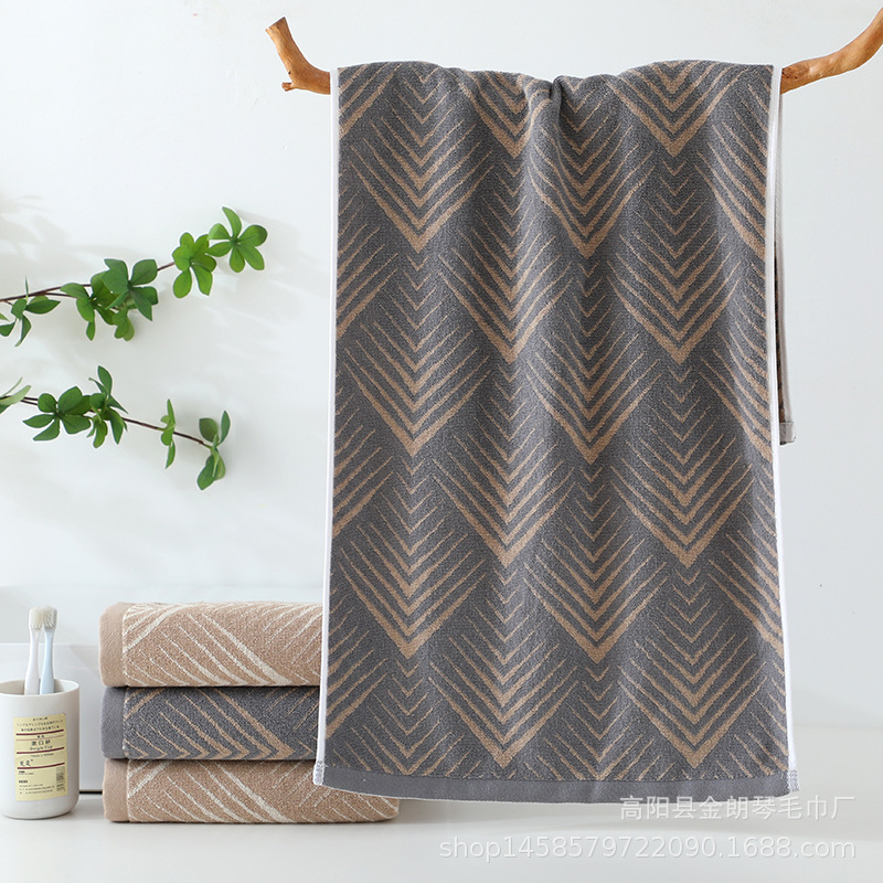 40*90cm extra-long dark-colored men's towel, soft cotton, large absorbent jacquard bath towel for home use, wholesale