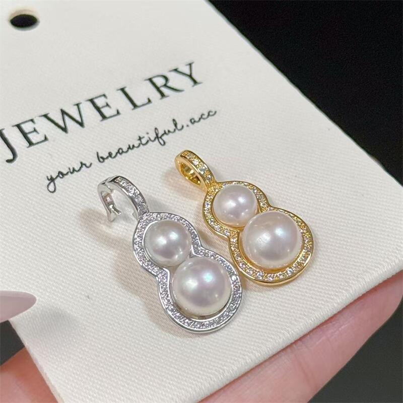 ZHIZHEN 진주 새해 새로운 담수 진주 보석 세트 14K 금 주입 유니버설 조롱박 세트 FULU TWINS