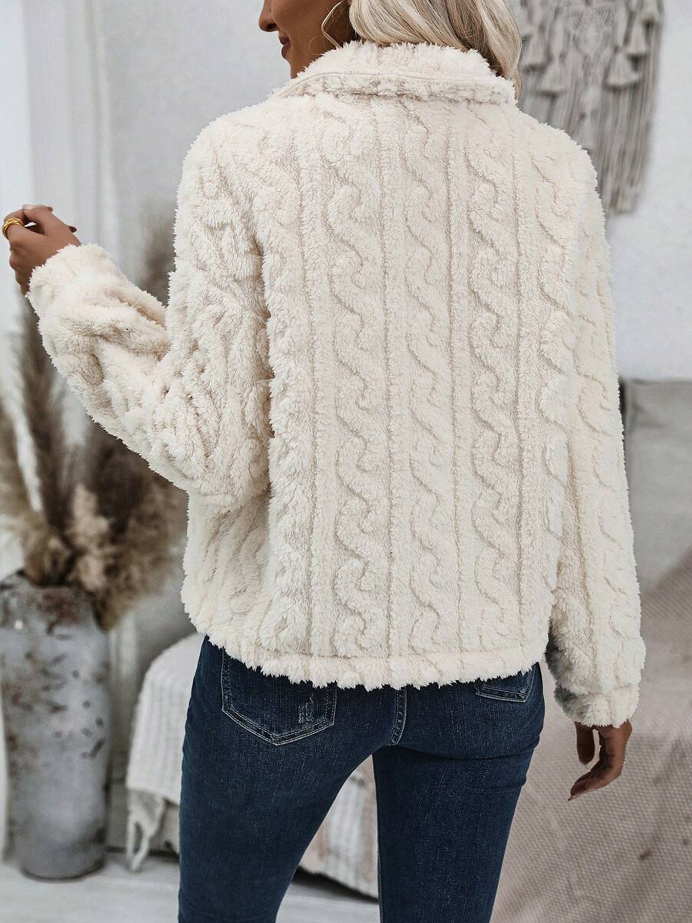 Women's Overcoat Double Sided Velvet Button Cardigan Jacket_voghion.com