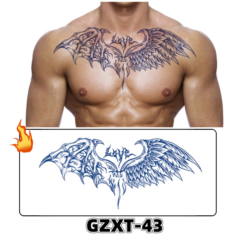 Pegatinas de tatuaje de jugo de pecho de flores pegatinas de tatuaje de hierbas de brazo grande de flores sudor impermeable media hoja alas de flores pegatinas de tatuaje al por mayor