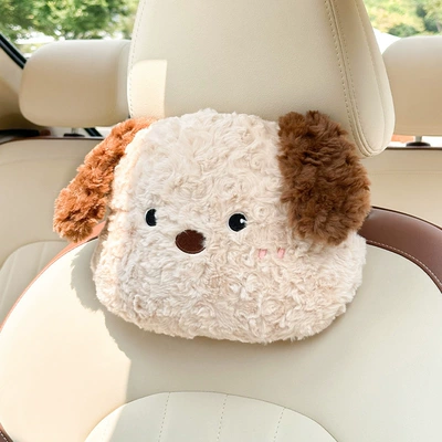 Headrest | Cartoon Car Interior Neck - rabbit-fur-puppy-headrest-khaki