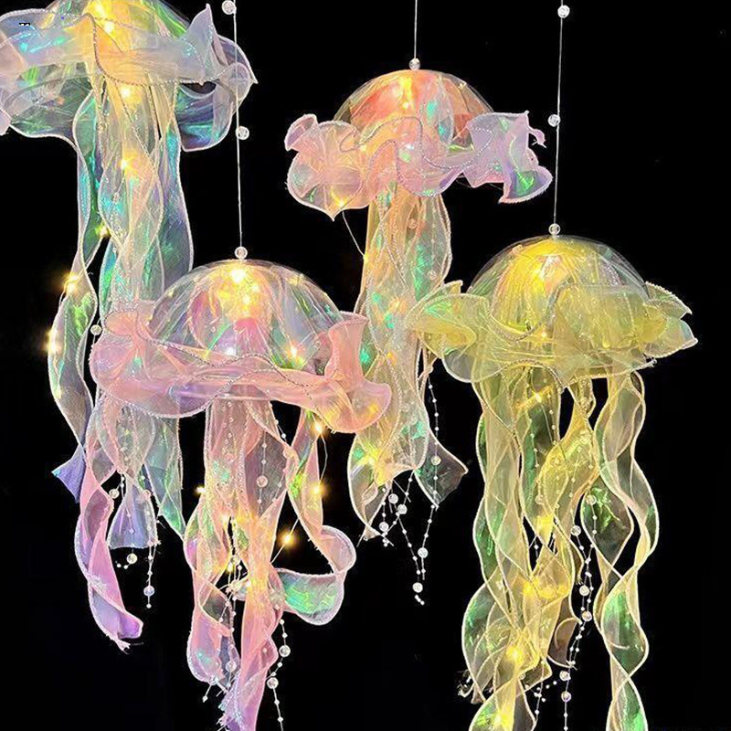 中秋节网红水母灯笼2023新款夜市摆摊儿童手提小花灯手工diy制作