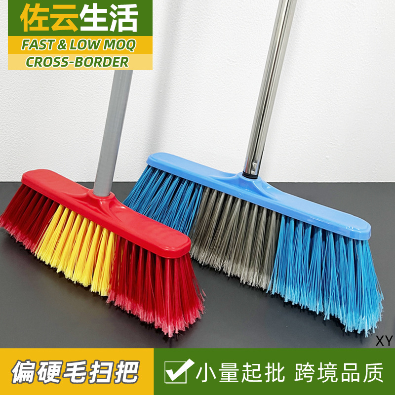Red Festive Broom with Long Handle and Hard Bristles for Outdoor and Indoor Use, Large Size for Factory and Shopping Mall Commercial Use, Enlarged Broom and Mop Set