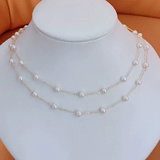 满天星长款毛衣链时尚4-5MM诸暨淡水珍珠项链双层叠戴长度80CM