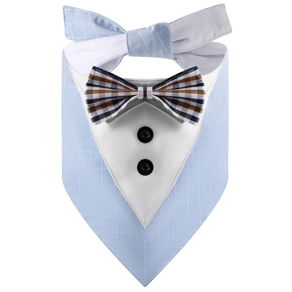 Transfronterizo nuevo traje de mascota a cuadros triángulo toalla guapo mascota saliva toalla mascota boda triángulo toalla perro bufanda