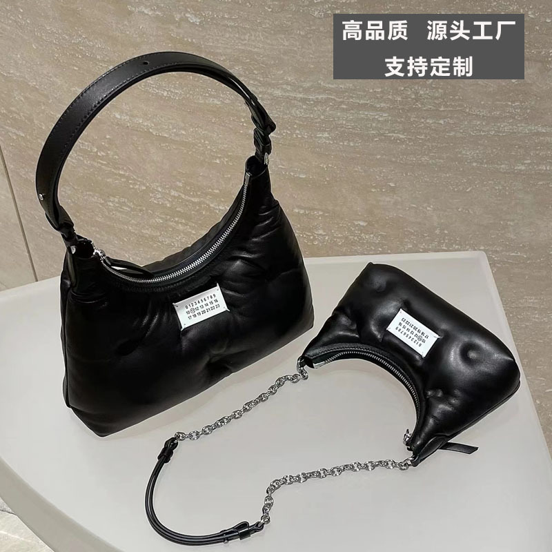 New Margiela small size Three-use Hobo Underarm Bag Women Genuine Leather Crescent Bag One-shoulder Crossbody Sponge Cloud Bag
