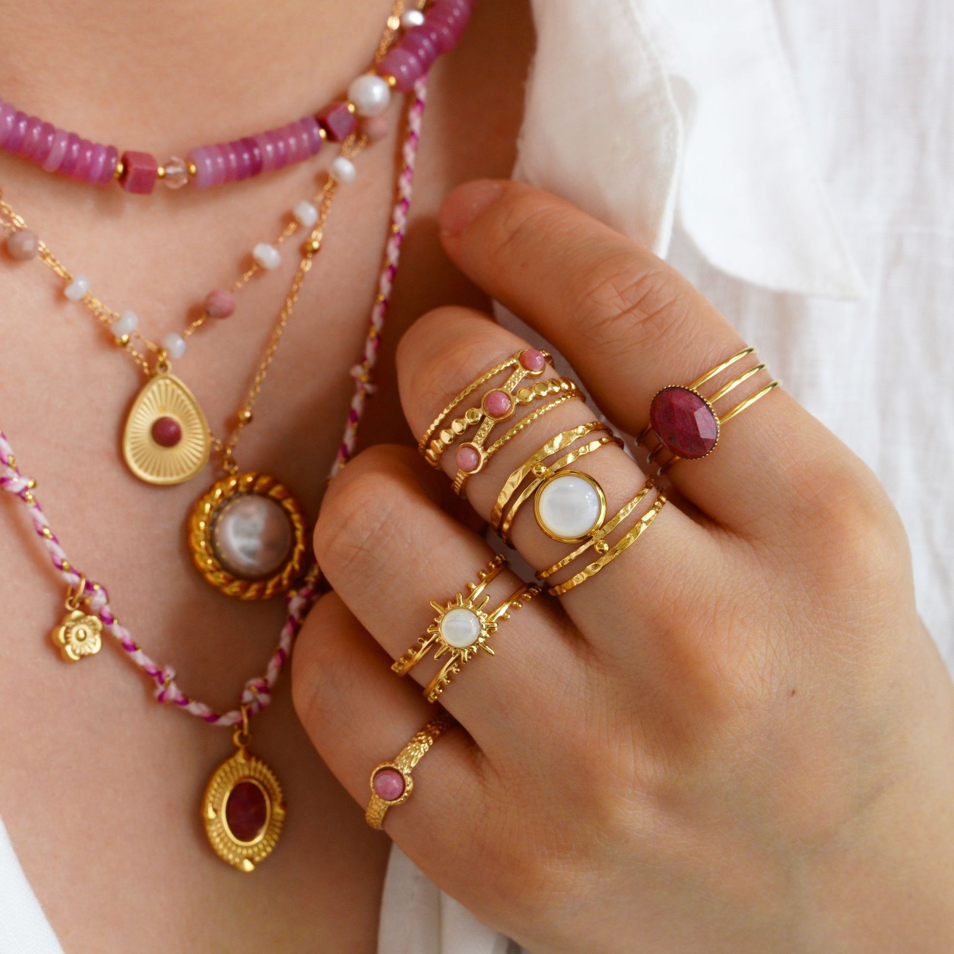 Simple Style Classic Style Natural Stone Titanium Steel Geometric Women's Jewelry Set display picture 3