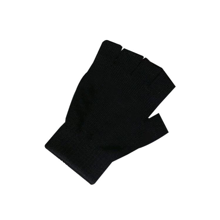 Fingerless Knitted Gloves, Unisex Summer Thin Black, Polyester, One Size