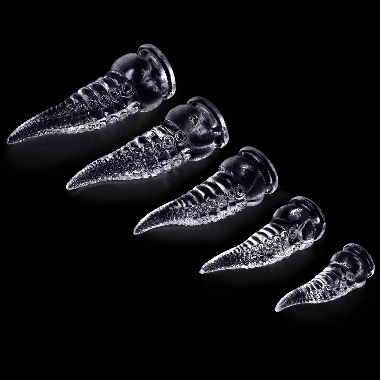XXL Clear Anal Plug with Suction Cup Base, Ribbed Texture for Beginners — detail image 3