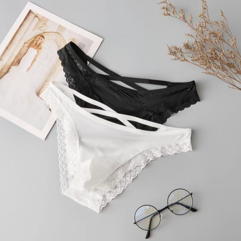 Men's low-rise sexy lace patchwork briefs with cross-strap design, high elasticity, breathable, pure desire bikini underwear Men's low-rise sexy lace patchwork briefs with cross-strap design, high elasticity, breathable, pure desire bikini underwear