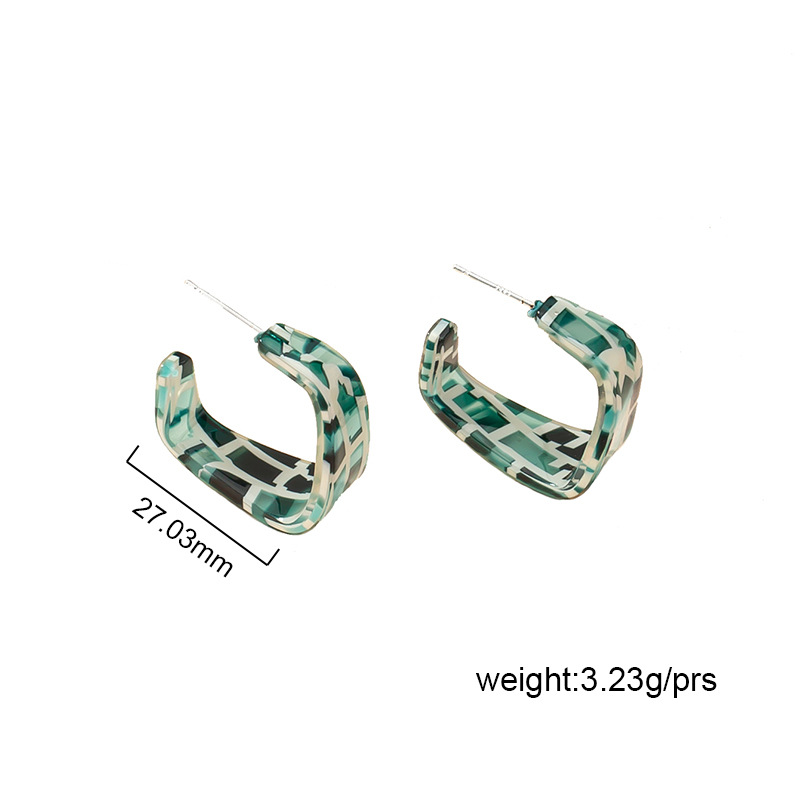 Korea Acrylic Earrings Retro Checkerboard Earrings Irregular Stud Earrings Wholesale display picture 1