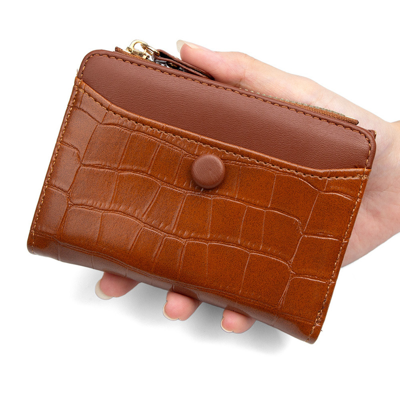 Stone Pattern Personalized Wallet for Women 2025 New Short Style Lacquered Wallet Card Holder Hand-Held Cute Coin Purse