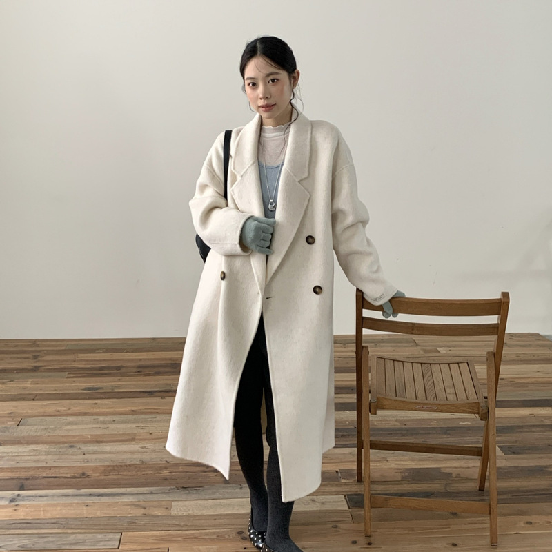【First-Class High-Quality 100% Wool】High-End Korean-Style Commuter Double-Sided Wool Coat for Women, Mid-Length Woolen Overcoat for Winter 【First-Class High-Quality 100% Wool】High-End Korean-Style Commuter Double-Sided Wool Coat for Women, Mid-Length Woolen Overcoat for Winter