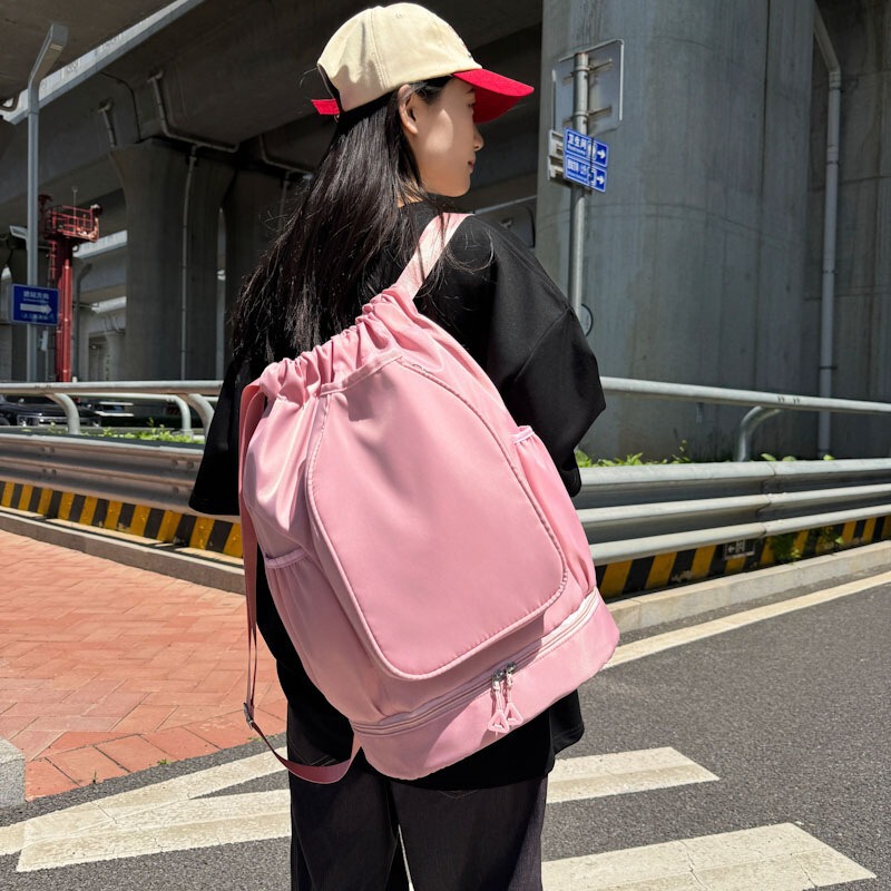 外贸羽毛球包带鞋仓干湿分离运动抽绳情侣背包户外训练网球双肩包|undefined