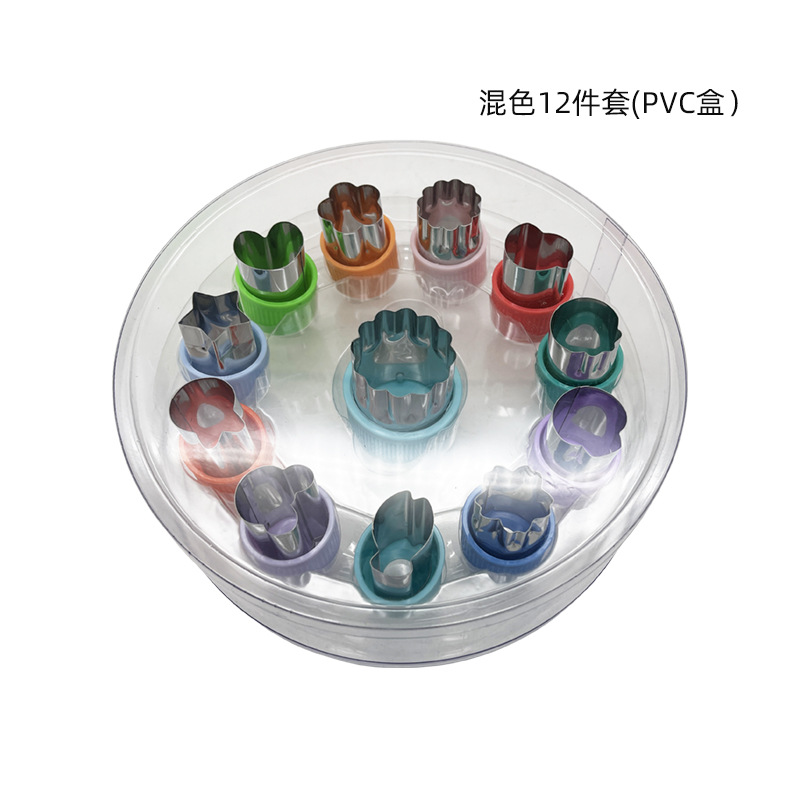 En stock cocina 12 piezas cortador de flores de acero inoxidable vegetales y frutas de corte utensilios de cocina para hornear molde de acero inoxidable molde de galletas