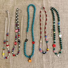 小众设计et toi金珠蘑菇彩色手工琉璃可爱复古感项链锁骨链大学生