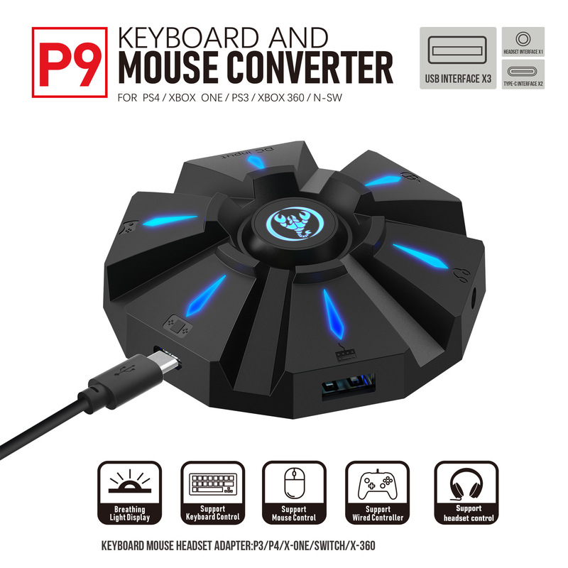 New P9 keyboard and mouse converter suit support a variety of game machine equipment gamepad manufacturers in the market in stock New P9 keyboard and mouse converter suit support a variety of game machine equipment gamepad manufacturers in the market in stock