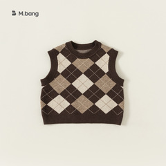 babycity children's clothing boys' vest girls' knitted vest spring and autumn round neck rhombus style sweater QY83105
