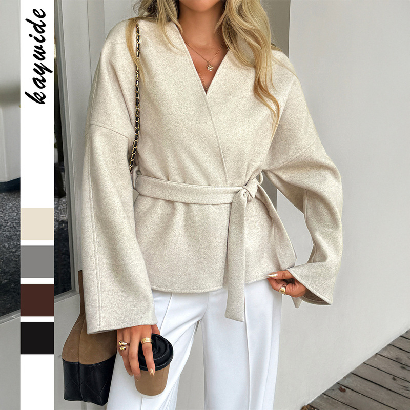 Diyun Cross-Border European and American Leisure Vacation Strappy Long-Sleeved Suit Jacket Women's 2025 Autumn and Winter Amazon Independent Station