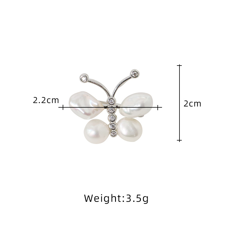 925 plata mariposa broche colgante dos usados temperamento femenino broche de perla barroco flor simple accesorios joyas image 6