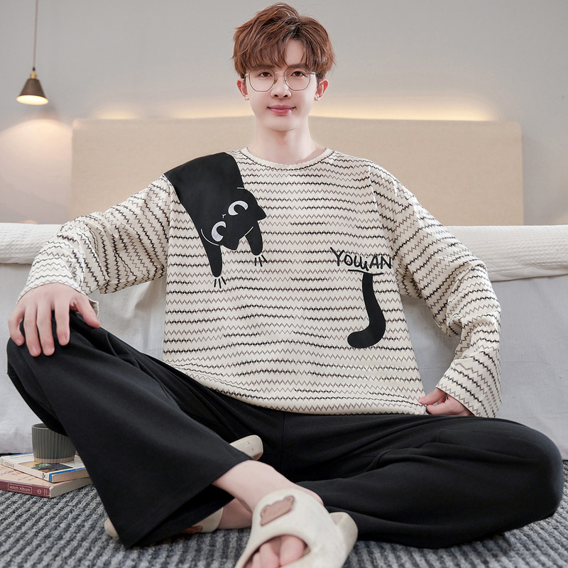 Spring and autumn 100% cotton cartoon style home wear long-sleeve long-pants pajamas casual simple home wear set Spring and autumn 100% cotton cartoon style home wear long-sleeve long-pants pajamas casual simple home wear set