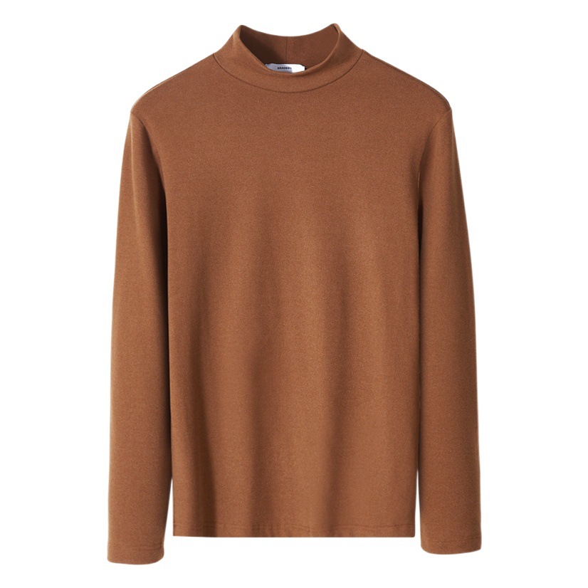 半高襟の底のシャツの男性式のベルベットの中襟の中に上着の男性の長袖のtシャツの底の服の男性の冬を掛けます。