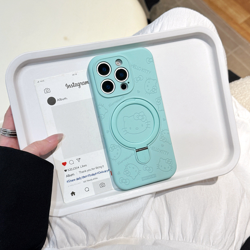 Soporte de pivote de avatar kt de dibujos animados de pantalla completa para iPhone16ProMax Apple 14 funda para teléfono móvil 15 pareja 13