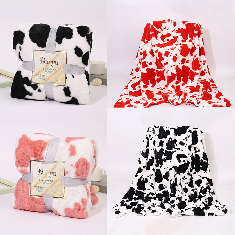 智贝主图_0ins双层奶牛纹印花毛毯宿舍办公室午睡毯空调
