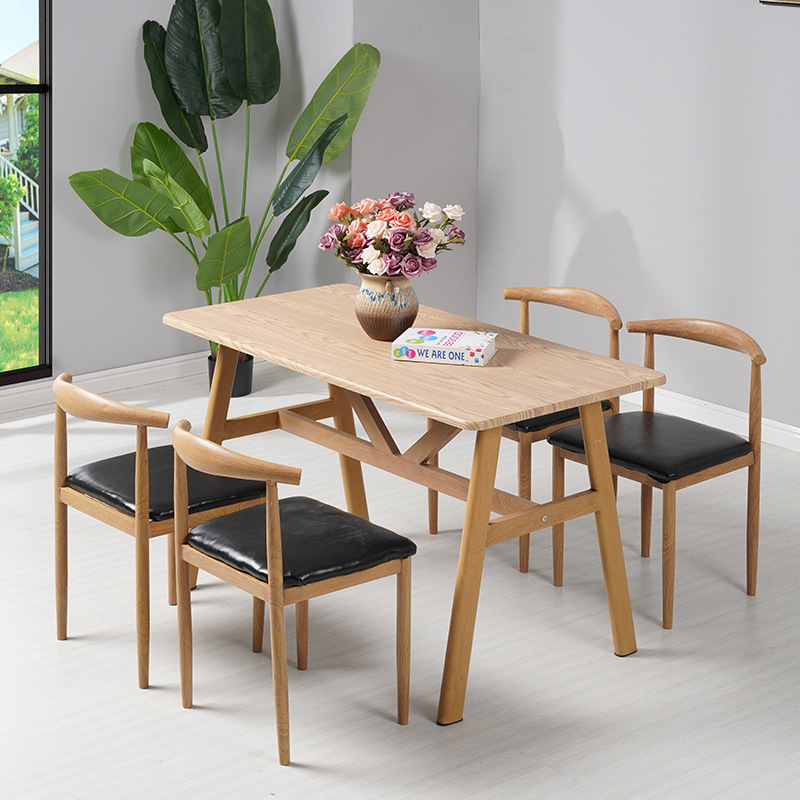 Mesa de comedor combinación de mesa rectangular mesa cuadrada mesa de hierro forjado silla de toro mesa de comedor mesa de comedor económica pequeña casa