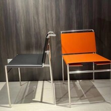 意式马鞍皮餐椅靠背德国Roquebrune罗克布伦不锈钢椅子简约高轻奢