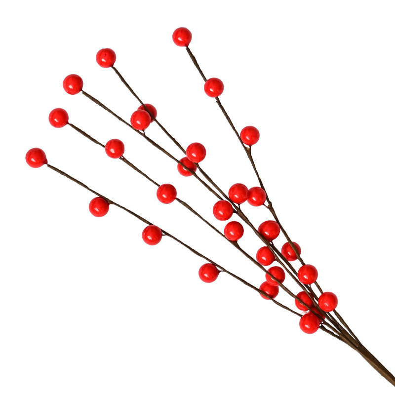 Envío gratis, venta directa de fábrica, productos transfronterizos, Navidad, ramas de bayas de 5 puntas, 30 frutas, decoración navideña para el Festival de Primavera, accesorios de fotografía para banquetes
