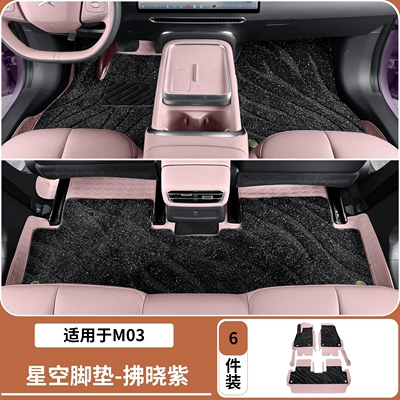 Suitable for Xpeng MONA M03 full-coverage floor mats, double-layer silk loop protective mats, m03 trunk mat, interior accessories (Ayaqaltılar (Kovriklər)) - 26-models-of-xpeng-m03-full-cover-double-layer-starry-sky-carpet-floor-mats-dawn-purple-made-of-baby-safe-material-with-zero-odor