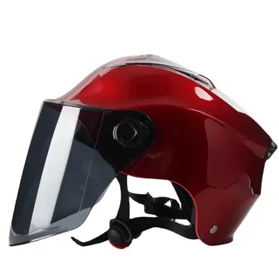 Foreign Trade Cross-Border Exclusive for Summer Electric Vehicles, Adult Unisex Four-Season Safety Helmet, Half Helmet, Breathable Manufacturer Wholesale (Motorcycle Safety Supplies) - red-brown-lenses