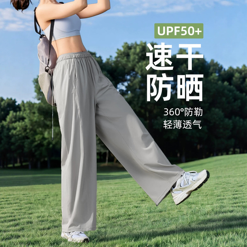 【Jiaomou Alternative】Cooling Quick-Dry Sun Protection Pants for Women, Summer Thin Cool Pants, Loose Wide-Leg Pants for Sports and Outdoor Activities
