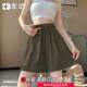 High Quality Ice Silk Women's Pants Thin Summer Five-point Shorts Women's Over-the-knee Loose Western-style Casual Solid Color Wide-leg All-match
