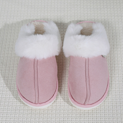 Cross-border new standard big mouth fluffy slippers, home warming anti-slip cotton slippers, indoor plush lined thick cotton slippers