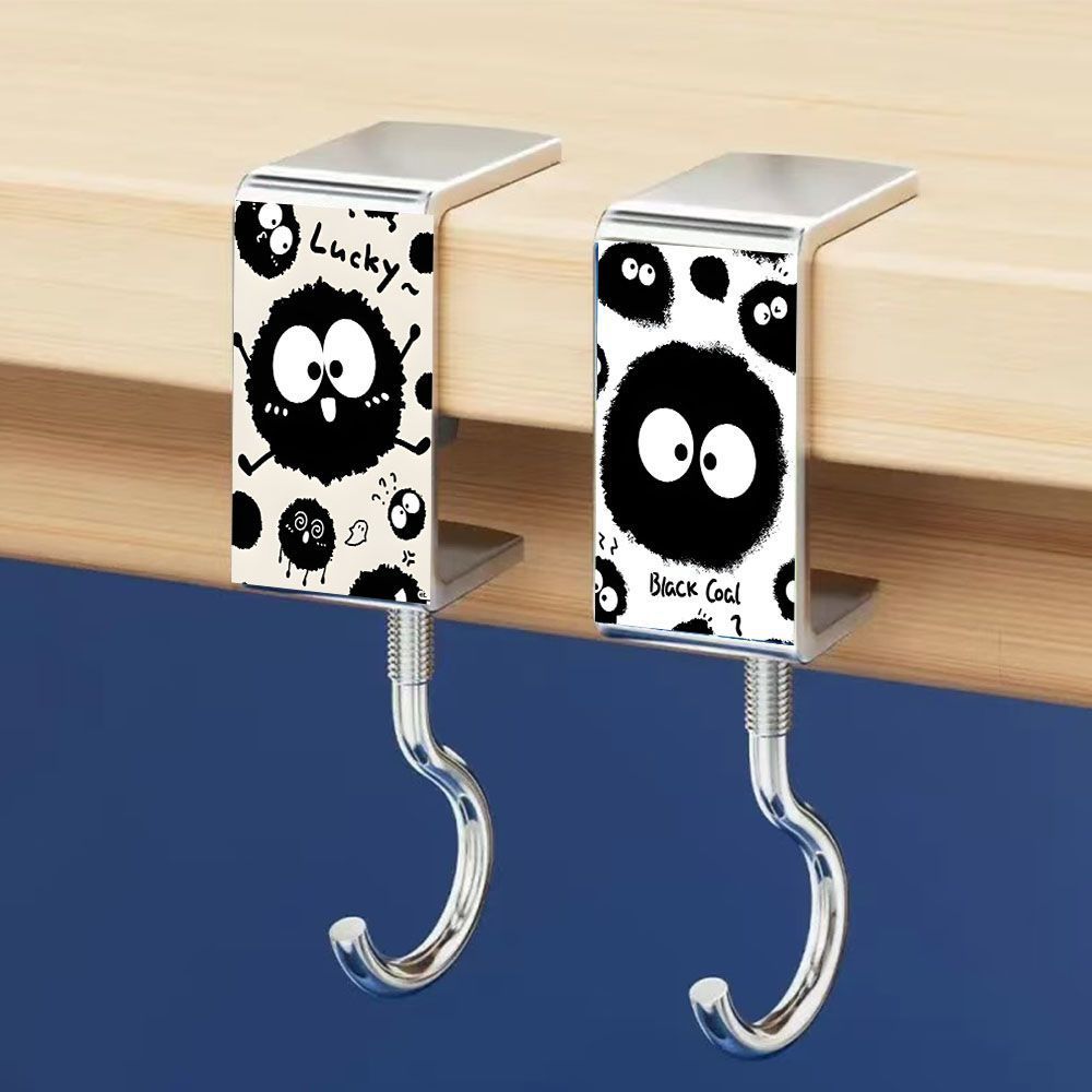 gancho de bolsas de carbón de dibujos animados para estudiantes de escritorio fuerte portante sin perforación móvil sin clavos gancho general portátil