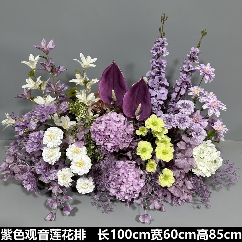 Flor de la boda de la flor Chiyeya rosa roja fila de orquídeas fila de flores bosque escena de compromiso decoración de la boda fondo de decoración