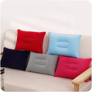 Portable Travel Pillow Neck Pillow U-shaped Pillow Pressing Inflatable Pillow Outdoor Lunch Break Camping PVC Flocking Airplane Pillow