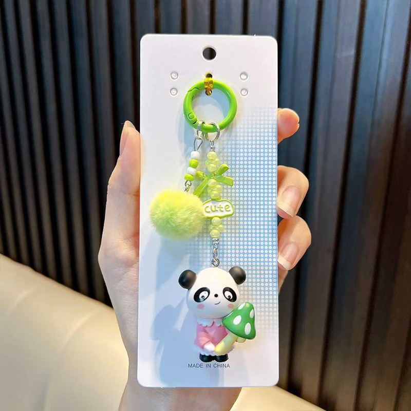 팬더 털볼 펜던트-핑크 스커트