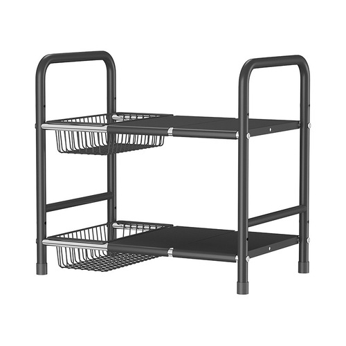 Kitchen retractable under sink storage rack cabinet layered rack pot rack multi-functional pot storage rack organizing rack