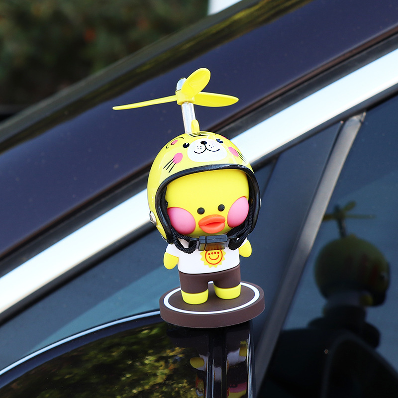Factory Helmet Bamboo Dragonfly Doodle Face Yellow Duck Car Ornaments Cartoon Doll Creative Car Ornaments Rearview Mirror