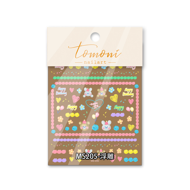 Tomoni online celebridad uñas pegatinas alivio tridimensional dibujos animados oso cumpleaños avanzada fototerapia pegatinas MS nombre conjunto amor