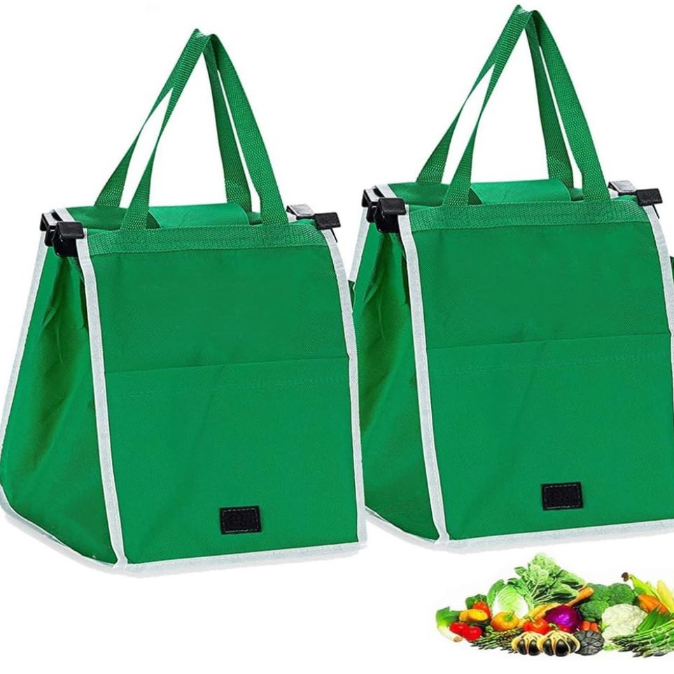 factory wholesale green non-woven foldable supermarket trolley shopping bag supermarket trolley storage cloth bag