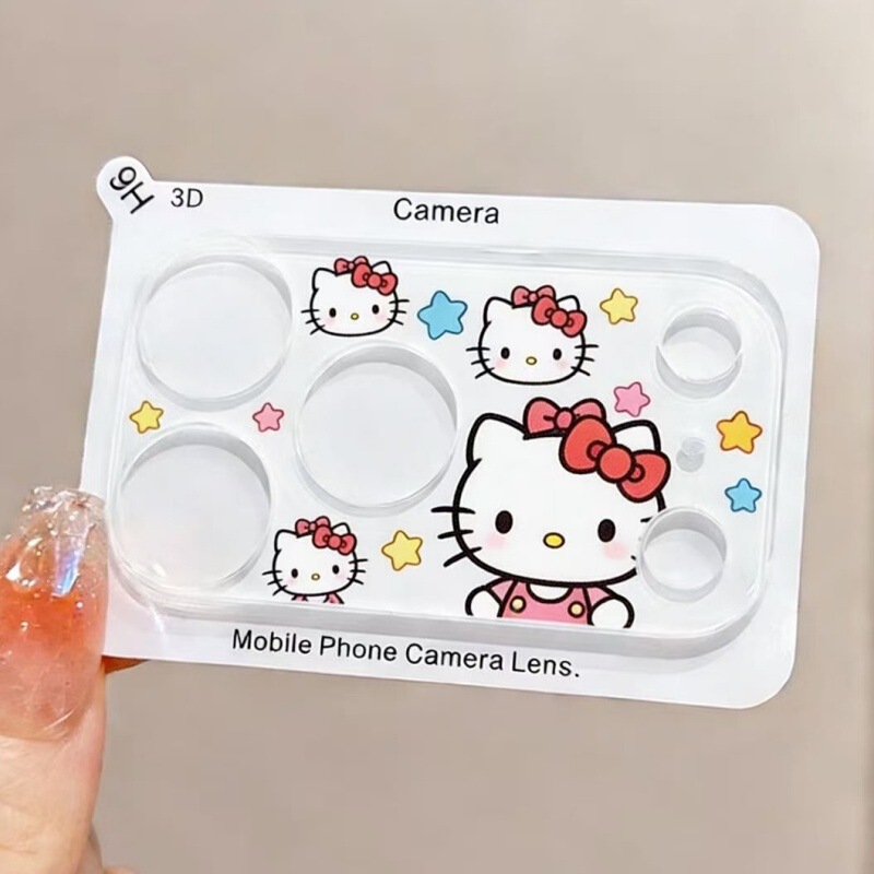Star Pink and White Kt Cat New Year Edition Suitable for Apple iPhone 17 Pro Transparent Cartoon Lens Film Protector