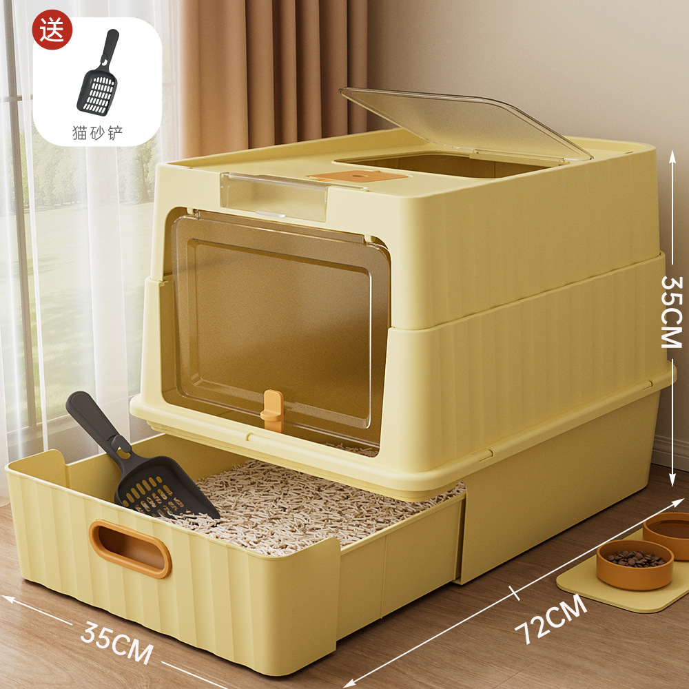 Super gran anti-spillado lavabo de arena para gatos totalmente cerrado tipo cajón plegable inodoro para gatos lámpara esterilizante ultravioleta artículos para mascotas