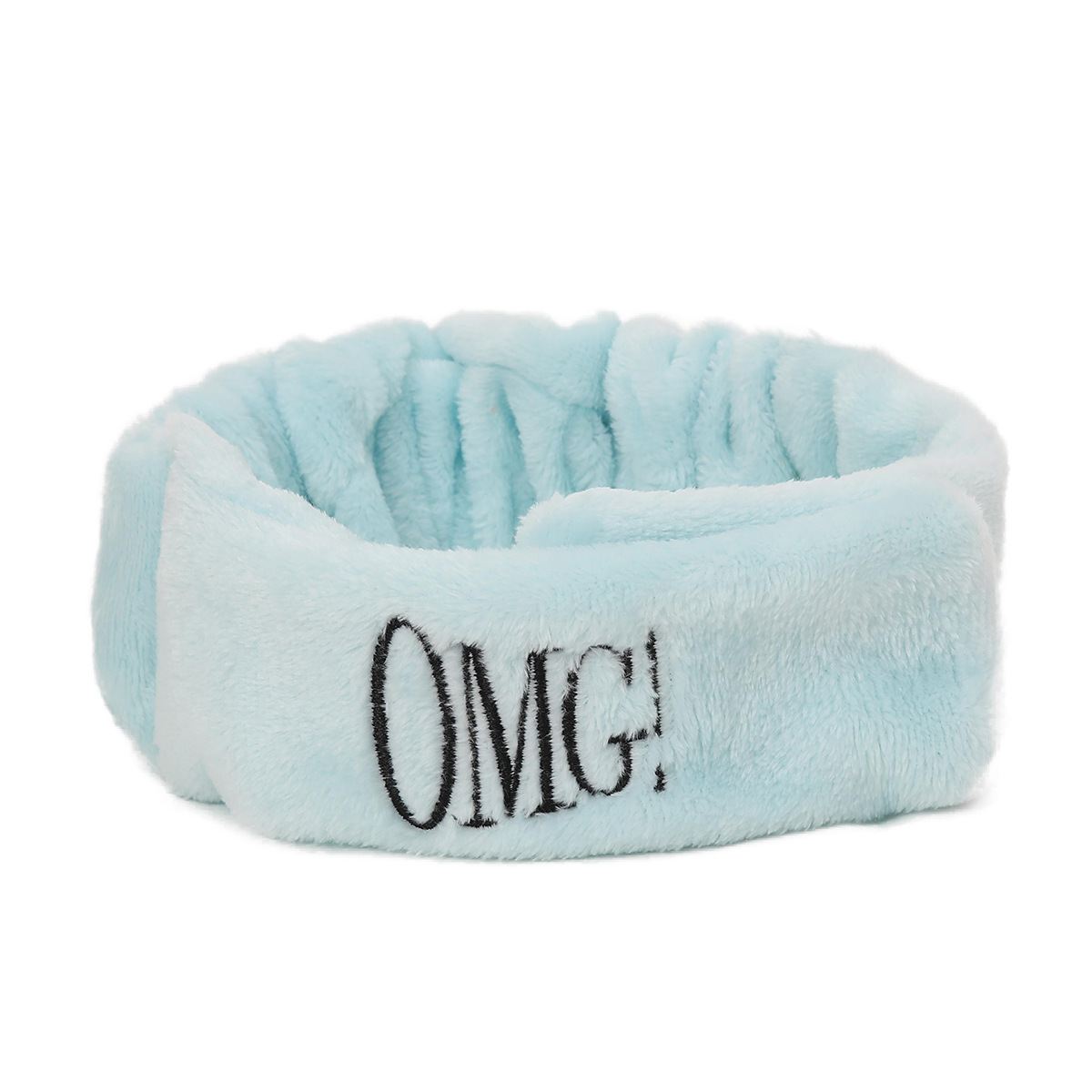 Europa y los Estados Unidos nuevos velcro turbante OMG letras bordadas correa de cabello para mujeres lavar la cara SPA banda de cabello ancho borde peluche adornamiento para el cabello