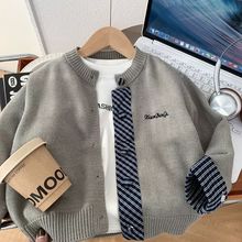 男童毛衣开衫2025春秋新款儿童时尚撞色针织衫外套男孩学院风毛衣