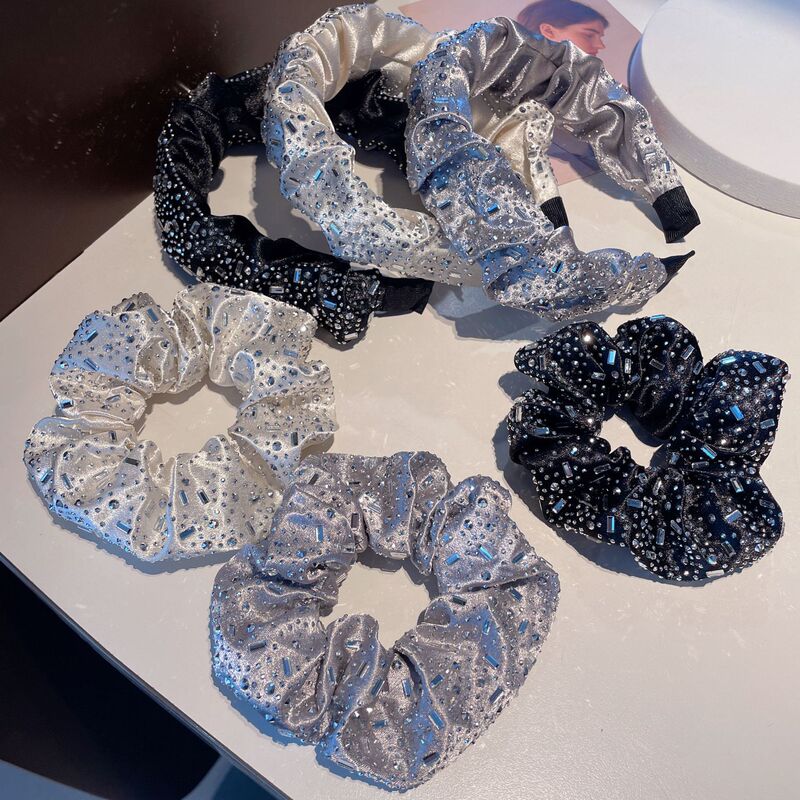 Korean-Style Heavy-Duty Rhinestone Hair Tie Hair Ring Quality Fashion Hair Band Hair Hoop Women's Headwear New Boutique Hair Accessory